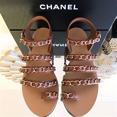 brown chanel sandals|Chanel heeled sandals.